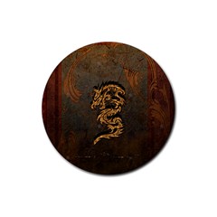 Awesome Dragon, Tribal Design Rubber Coaster (round) 