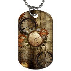 Wonderful Steampunk Design With Clocks And Gears Dog Tag (Two Sides)