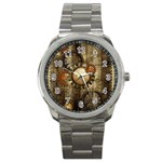 Wonderful Steampunk Design With Clocks And Gears Sport Metal Watch Front