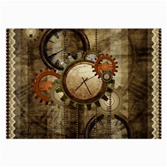 Wonderful Steampunk Design With Clocks And Gears Large Glasses Cloth