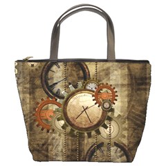 Wonderful Steampunk Design With Clocks And Gears Bucket Bags