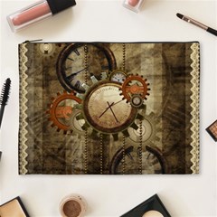 Wonderful Steampunk Design With Clocks And Gears Cosmetic Bag (XL)