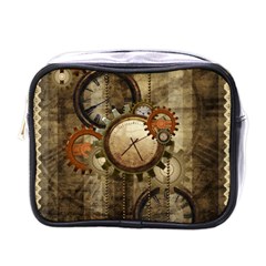 Wonderful Steampunk Design With Clocks And Gears Mini Toiletries Bags