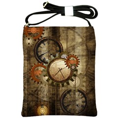 Wonderful Steampunk Design With Clocks And Gears Shoulder Sling Bags by FantasyWorld7