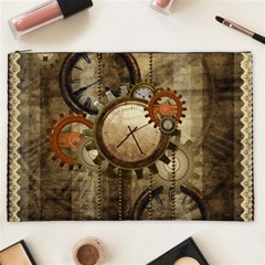 Wonderful Steampunk Design With Clocks And Gears Cosmetic Bag (XXL) 