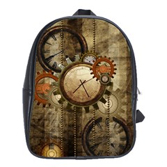 Wonderful Steampunk Design With Clocks And Gears School Bags (XL) 