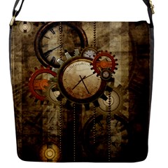 Wonderful Steampunk Design With Clocks And Gears Flap Messenger Bag (S)