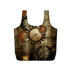 Wonderful Steampunk Design With Clocks And Gears Full Print Recycle Bags (S) 