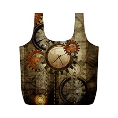 Wonderful Steampunk Design With Clocks And Gears Full Print Recycle Bags (M) 