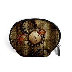 Wonderful Steampunk Design With Clocks And Gears Accessory Pouches (Small) 