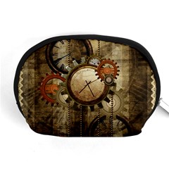 Wonderful Steampunk Design With Clocks And Gears Accessory Pouches (Medium) 