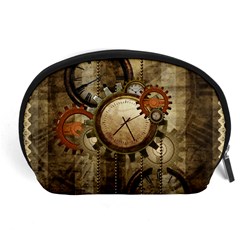 Wonderful Steampunk Design With Clocks And Gears Accessory Pouches (Large) 