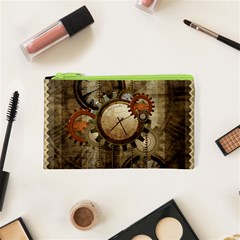 Wonderful Steampunk Design With Clocks And Gears Cosmetic Bag (xs) by FantasyWorld7