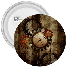 Wonderful Steampunk Design With Clocks And Gears 3  Buttons