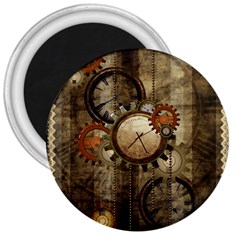 Wonderful Steampunk Design With Clocks And Gears 3  Magnets