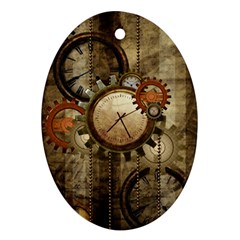 Wonderful Steampunk Design With Clocks And Gears Ornament (oval) 