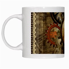 Wonderful Steampunk Design With Clocks And Gears White Mugs