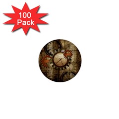 Wonderful Steampunk Design With Clocks And Gears 1  Mini Buttons (100 pack) 