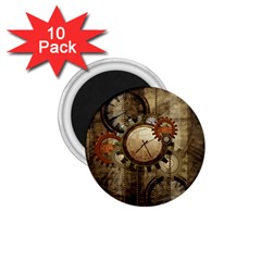 Wonderful Steampunk Design With Clocks And Gears 1.75  Magnets (10 pack) 