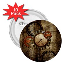 Wonderful Steampunk Design With Clocks And Gears 2.25  Buttons (10 pack) 