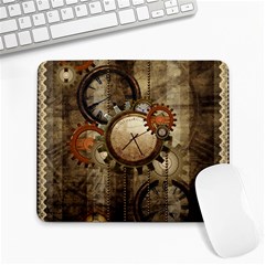 Wonderful Steampunk Design With Clocks And Gears Large Mousepads