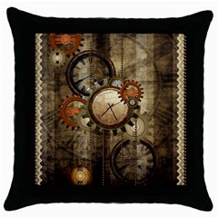 Wonderful Steampunk Design With Clocks And Gears Throw Pillow Case (Black)