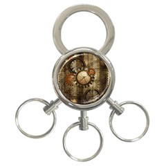 Wonderful Steampunk Design With Clocks And Gears 3-Ring Key Chains