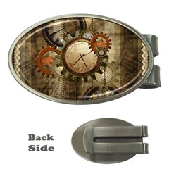 Wonderful Steampunk Design With Clocks And Gears Money Clips (Oval) 