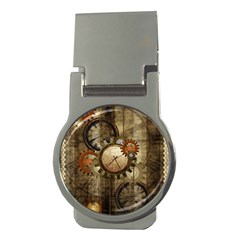 Wonderful Steampunk Design With Clocks And Gears Money Clips (Round) 