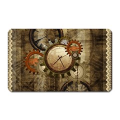 Wonderful Steampunk Design With Clocks And Gears Magnet (Rectangular)