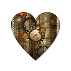 Wonderful Steampunk Design With Clocks And Gears Heart Magnet