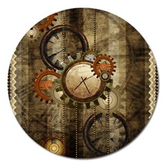 Wonderful Steampunk Design With Clocks And Gears Magnet 5  (Round)