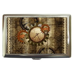 Wonderful Steampunk Design With Clocks And Gears Cigarette Money Cases