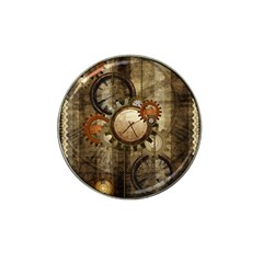 Wonderful Steampunk Design With Clocks And Gears Hat Clip Ball Marker