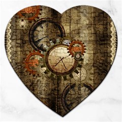 Wonderful Steampunk Design With Clocks And Gears Jigsaw Puzzle (Heart)