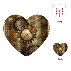 Wonderful Steampunk Design With Clocks And Gears Playing Cards (Heart) 