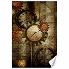 Wonderful Steampunk Design With Clocks And Gears Canvas 24  x 36 