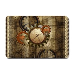 Wonderful Steampunk Design With Clocks And Gears Small Doormat 