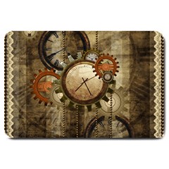 Wonderful Steampunk Design With Clocks And Gears Large Doormat 