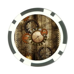 Wonderful Steampunk Design With Clocks And Gears Poker Chip Card Guards