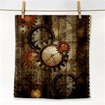 Wonderful Steampunk Design With Clocks And Gears Face Towel Front