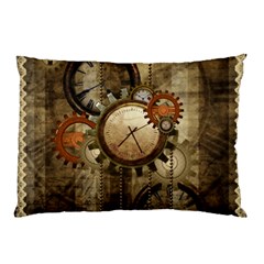 Wonderful Steampunk Design With Clocks And Gears Pillow Case