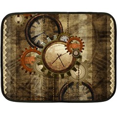 Wonderful Steampunk Design With Clocks And Gears Fleece Blanket (Mini)