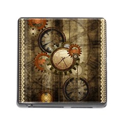 Wonderful Steampunk Design With Clocks And Gears Memory Card Reader (Square)