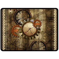 Wonderful Steampunk Design With Clocks And Gears Fleece Blanket (Large) 