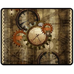 Wonderful Steampunk Design With Clocks And Gears Fleece Blanket (Medium) 