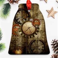 Wonderful Steampunk Design With Clocks And Gears Ornament (Bell) 