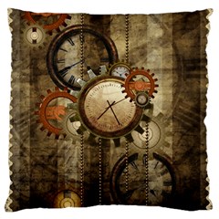 Wonderful Steampunk Design With Clocks And Gears Large Cushion Case (One Side)