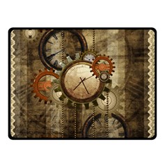 Wonderful Steampunk Design With Clocks And Gears Double Sided Fleece Blanket (Small) 