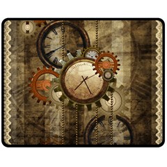 Wonderful Steampunk Design With Clocks And Gears Double Sided Fleece Blanket (Medium) 